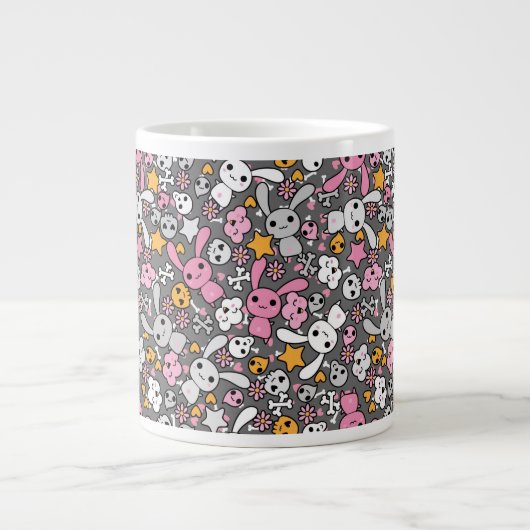 kawaii Graumuster Jumbo-Tasse (Vorderseite)