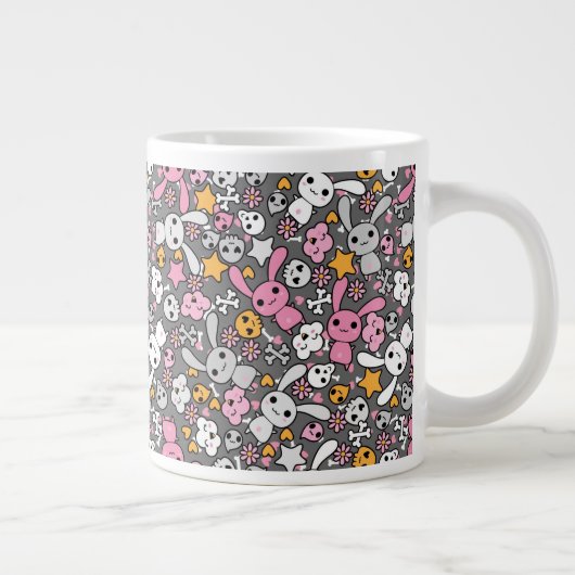 kawaii Graumuster Jumbo-Tasse (Rechts)