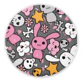 kawaii Graumuster Keramikknauf (Vorderseite)