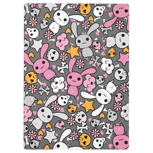 kawaii Graumuster Klemmbrett (Rückseite)