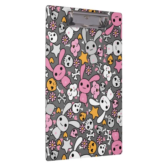 kawaii Graumuster Klemmbrett (Rechts)