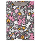 kawaii Graumuster Klemmbrett (Vorderseite)