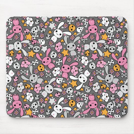 kawaii Graumuster Mousepad (Vorne)
