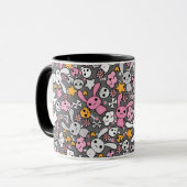 kawaii Graumuster Tasse (Vorderseite Links)