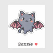 Kawaii Gray Bat Cat - Adorable Flying Kitten Aufkleber (Blatt)