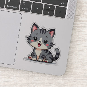 Kawaii Gray Tabby Kitten - Schlaflosigkeit Pose Aufkleber