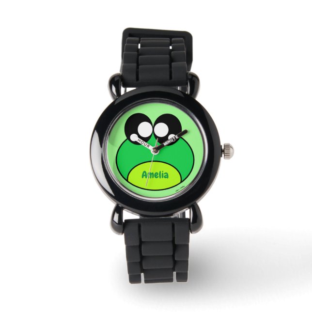 Kawaii Green Frog Niedlich Armbanduhr (Vorderseite)