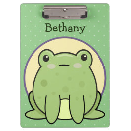 Kawaii Green Frog Personalisiert Klemmbrett