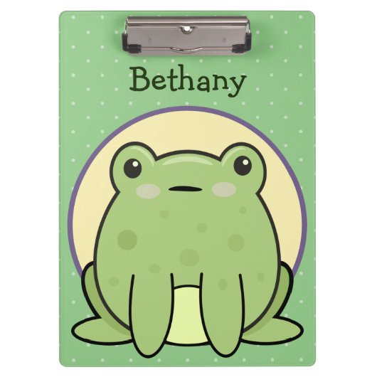 Kawaii Green Frog Personalisiert Klemmbrett (Vorderseite)