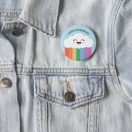 Kawaii Grmpy Cloud and Rainbows Button (Beispiel)