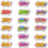 Kawaii Growth Mindset Phrases & Pencil Teacher Aufkleber (Vorderseite)