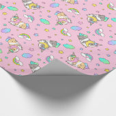 Kawaii Guinea Pig Unicorn Muster in Rosa Geschenkpapier (Ecke)