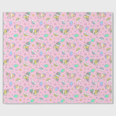 Kawaii Guinea Pig Unicorn Muster in Rosa Geschenkpapier (Flach)