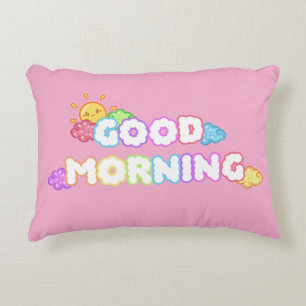 Kawaii Guten Morgen Sonne & Regenbogenwolken Dekokissen