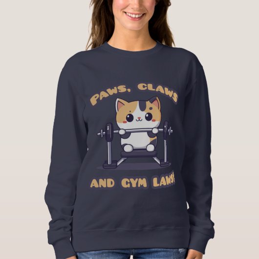 Kawaii Gym Cat Sweatshirt - Niedlich Workout Kitty (Vorderseite)