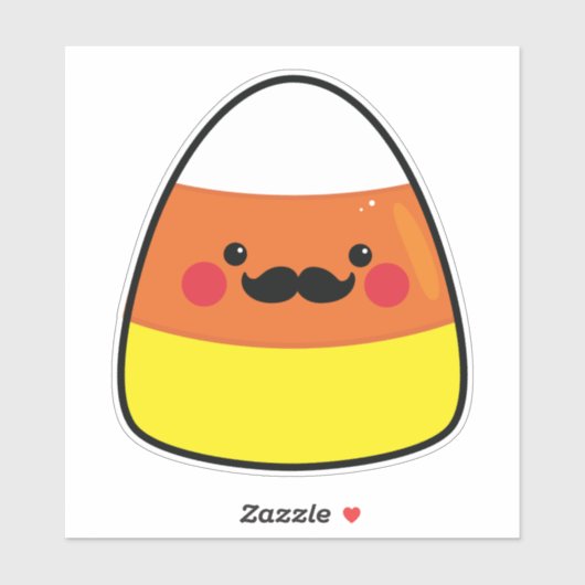Kawaii Halloween Candy Corn mit Mustache Aufkleber (Blatt)