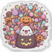 Kawaii Halloween Candy Vinyl Niedlich Ghost & Pump Aufkleber (Vorderseite)