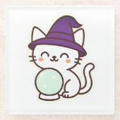 Kawaii Halloween Cat - Magische und Adorable Spook Glasuntersetzer (Vorderseite)