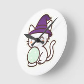 Kawaii Halloween Cat - Magische und Adorable Spook Runde Wanduhr (Winkel)
