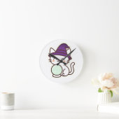 Kawaii Halloween Cat - Magische und Adorable Spook Runde Wanduhr (Zuhause)