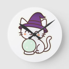 Kawaii Halloween Cat - Magische und Adorable Spook Runde Wanduhr