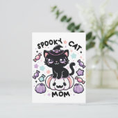 Kawaii Halloween Cat - Niedlich Hexenkätzchen auf Postkarte (Stehend Vorderseite)