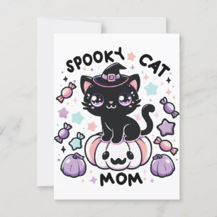 Kawaii Halloween Cat - Niedlich Hexenkätzchen auf  Postkarte