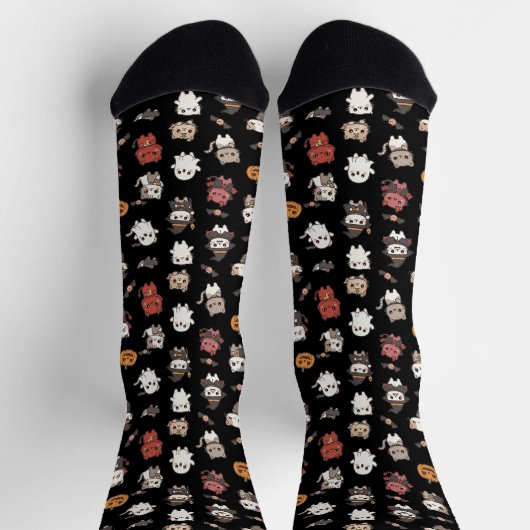 Kawaii Halloween Cat Pattern Socken (Oben)