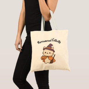 Kawaii Halloween Cat Tote Bag - "Purranormal Cativ Tragetasche