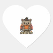 Kawaii Halloween Cat with Pumpkin, Cute Witch Kitt Herz-Aufkleber (Vorderseite)