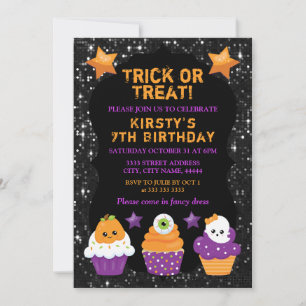 Kawaii Halloween-Cupcakes Geburtstag Einladung