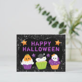 Kawaii Halloween Cupcakes Postkarte (Stehend Vorderseite)