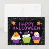Kawaii Halloween Cupcakes Postkarte (Vorne/Hinten)