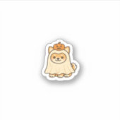 Kawaii Halloween Dog � Pumpkin Ghost Puppy Sticker (Vorderseite)
