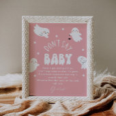 Kawaii Halloween Don't Say Baby Shower Game Sign Poster