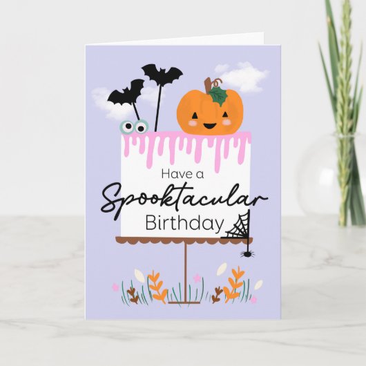 Kawaii Halloween Geburtstag Pumpkin Cake Spooky Karte (Vorderseite)