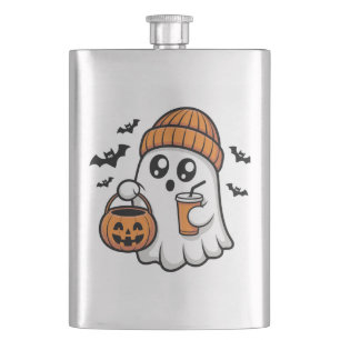 Kawaii Halloween-Geist Orange Mütze Herbstgeist Flachmann