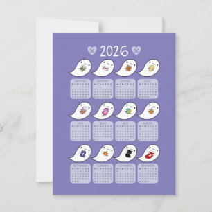 Kawaii Halloween Ghosts 2026 Kalender Postkarte