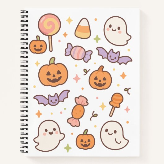 Kawaii Halloween Ghosts & Pumpkins Notizblock (Vorderseite)