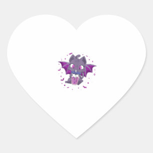 Kawaii Halloween Kat Boba Niedlich Anime Girls Tee Herz-Aufkleber