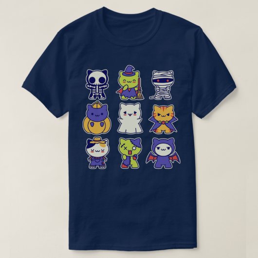 Kawaii Halloween Kätzchen T-Shirt (Design vorne)