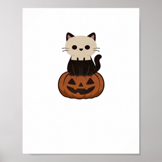 Kawaii Halloween Katze und Kürbis Oversifizierter Poster (Vorne)