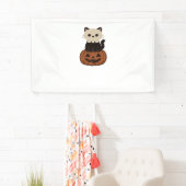Kawaii Halloween Katze und Kürbisklassischer T - S Banner (Insitu)