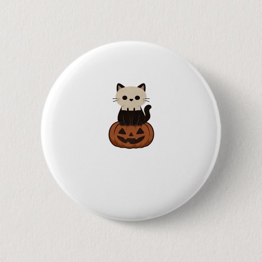 Kawaii Halloween Katze und Kürbisklassischer T - S Button (Vorderseite)
