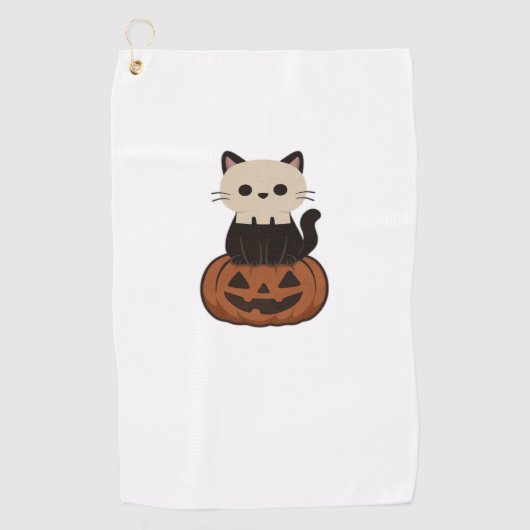 Kawaii Halloween Katze und Kürbisklassischer T - S Golfhandtuch (Vorderseite)