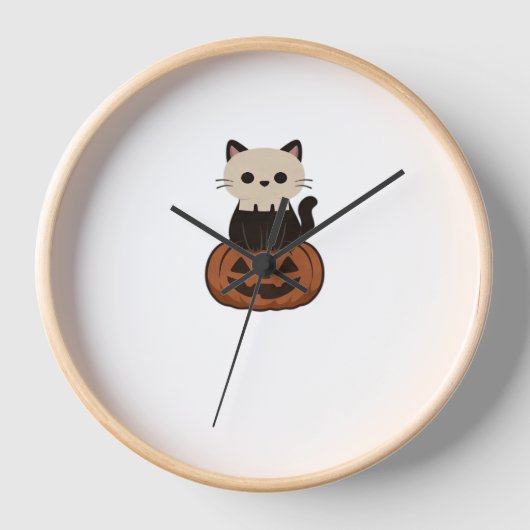 Kawaii Halloween Katze und Kürbisklassischer T - S Uhr (Vorderseite)
