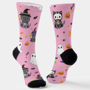 Kawaii Halloween Katzen und Geistersocken Socken