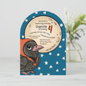 Kawaii Halloween Kids Kostüm Geburtstag Raven Moon Einladung (Stehend Vorderseite)