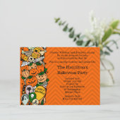 Kawaii Halloween Kostümtrick oder Treat Party Einladung (Stehend Vorderseite)