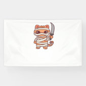 Kawaii Halloween Mummy Cat mit Sword Classic T-Sh Banner (Horizontal)